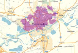 Карта покрытия LTE оператора МЕГАФОН в г. Ростов-на-Дону и г. Батайск