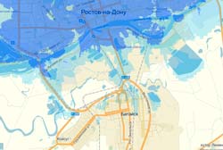 Карта покрытия LTE оператора YOTA в г. Ростов-на-Дону и г. Батайск